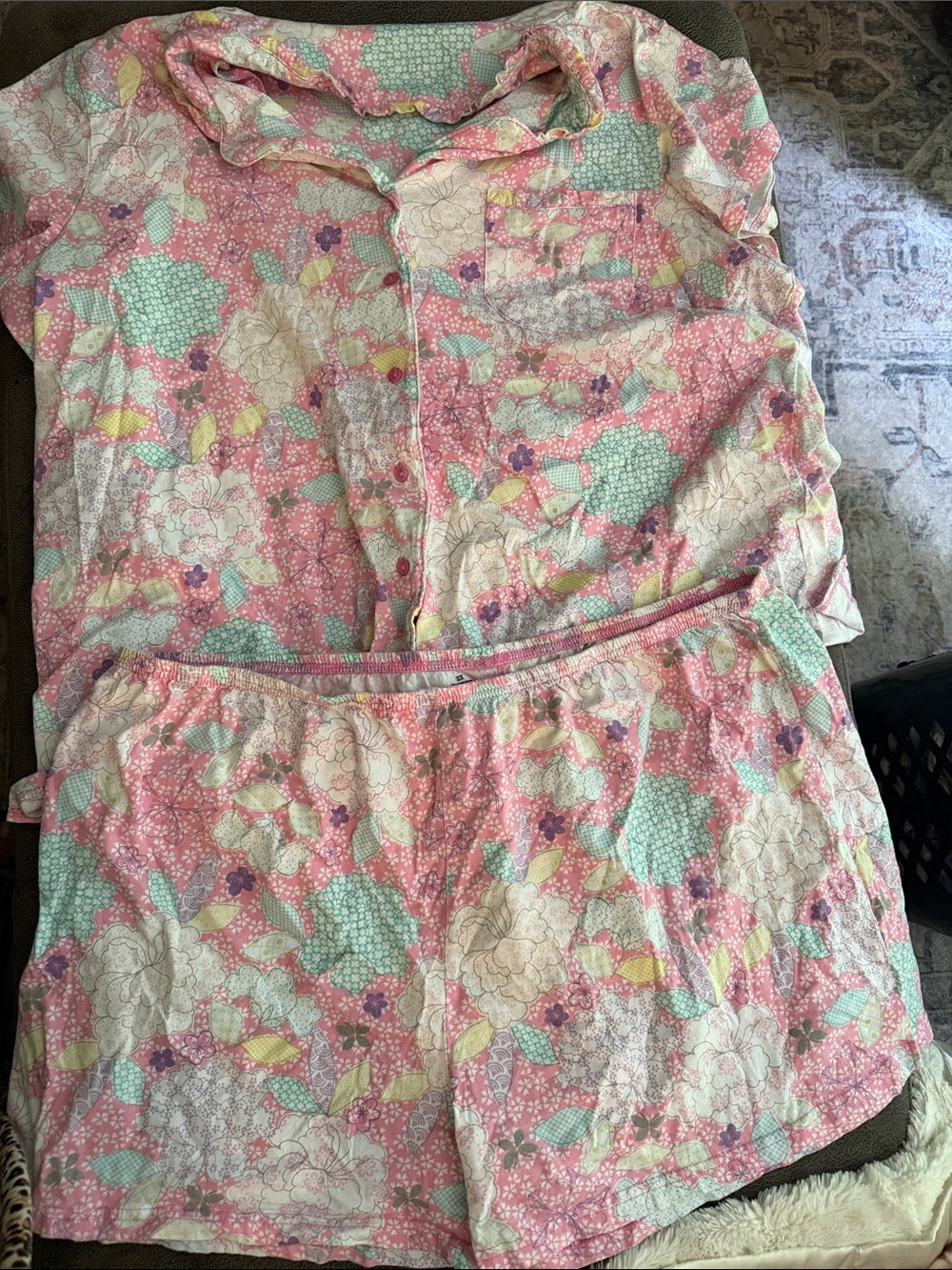 Victoria Secret PINK Floral Pink Cotton Short Pajama Set